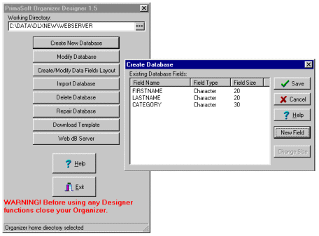 desktop database, designer