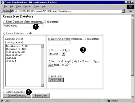 create web database