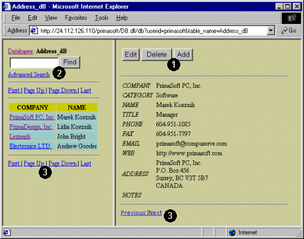 web database, process