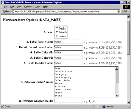 web database, personalize and customize